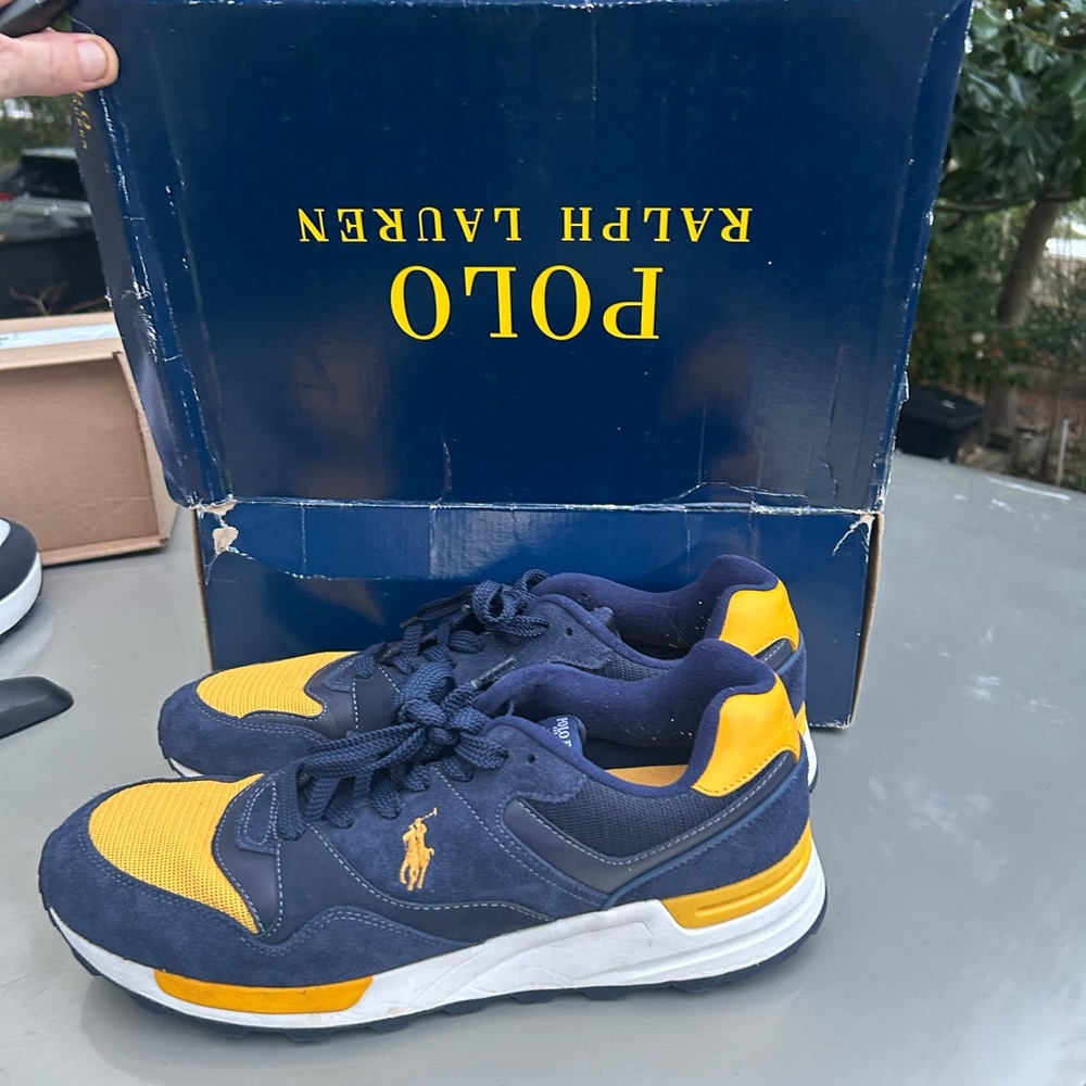 Polo by Ralph Lauren Men's Navy and Yellow Sneakers
